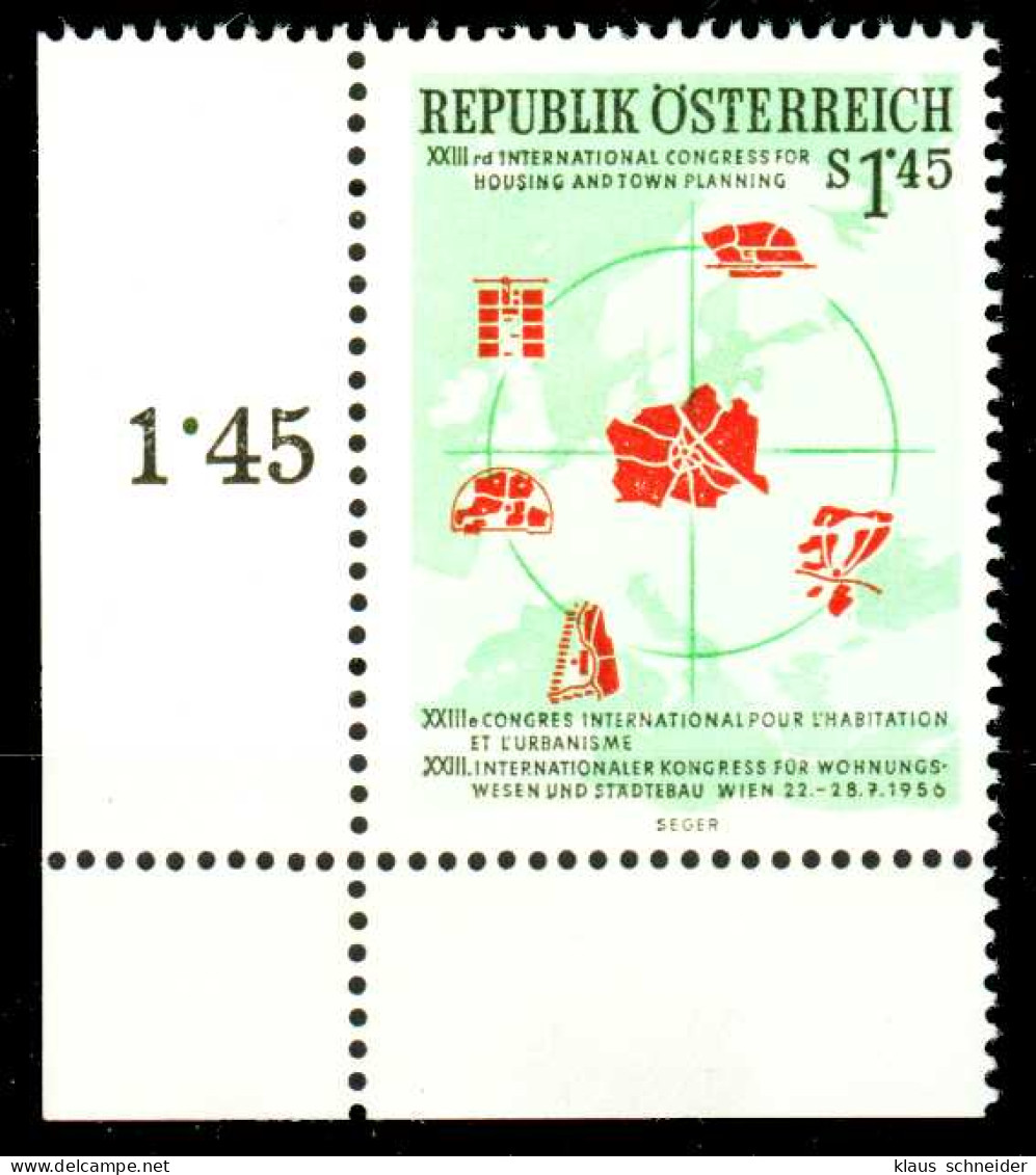 ÖSTERREICH 1956 Nr 1027 Postfrisch ECKE-ULI X336B06 - Nuevos