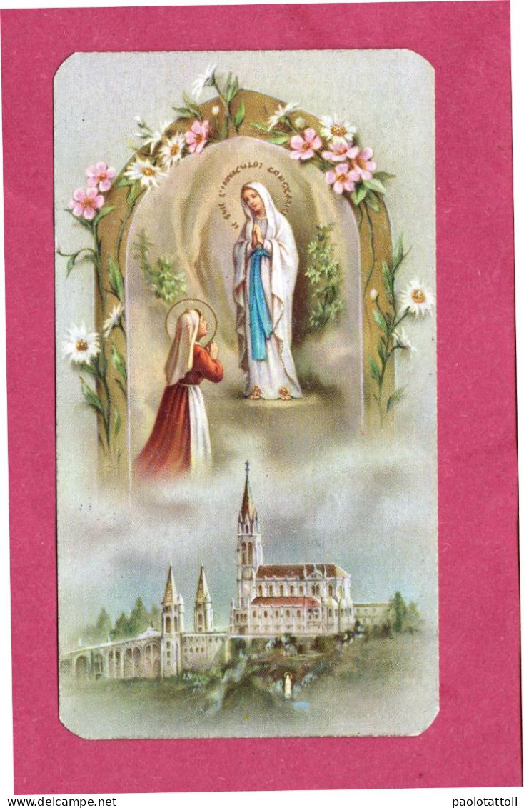 Santino, Hioly Card- Prayer To Our Lady Of Lourdes- Edd. FB Lourdes N°3- Dim. 100x 55mm - Devotion Images