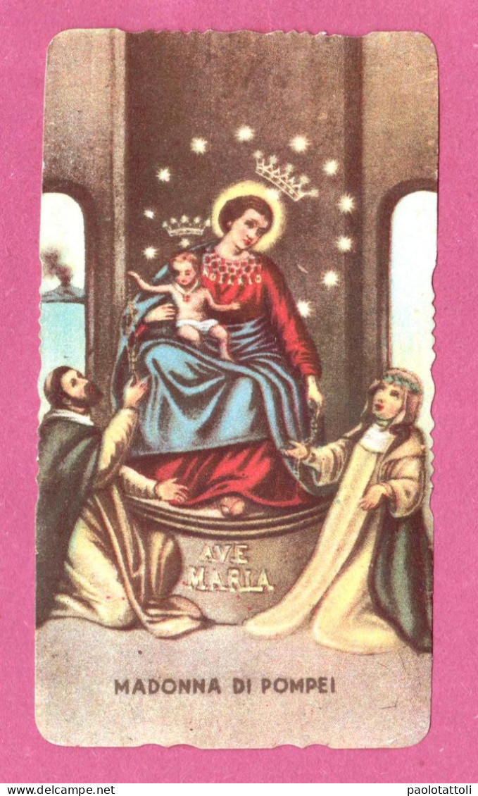 Santino, Holy Card- Madonna Di Pompei. Con Approvazione Ecclesiastica. Dim. 107x 58mm - Devotion Images