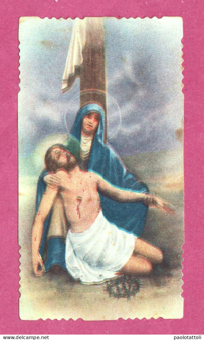 Santino, Holy Card- Maria SS Addolorata. Con Approvazione Ecclesiastica. Ed. EB N° 2-381- Lightly Folded- 100x 55mm- - Images Religieuses
