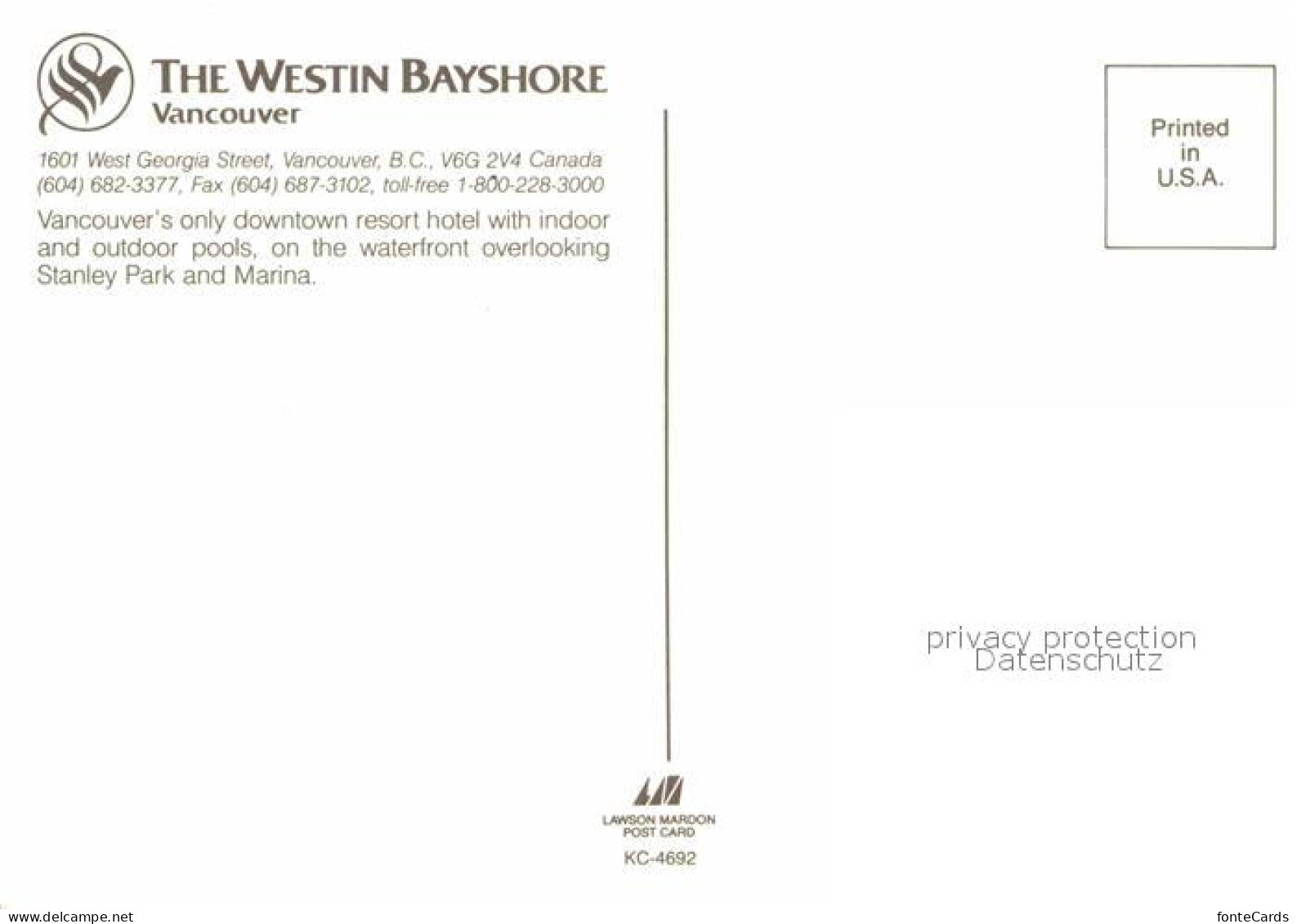 72650515 Vancouver British Columbia The Westin Bayshore Vancouver - Unclassified