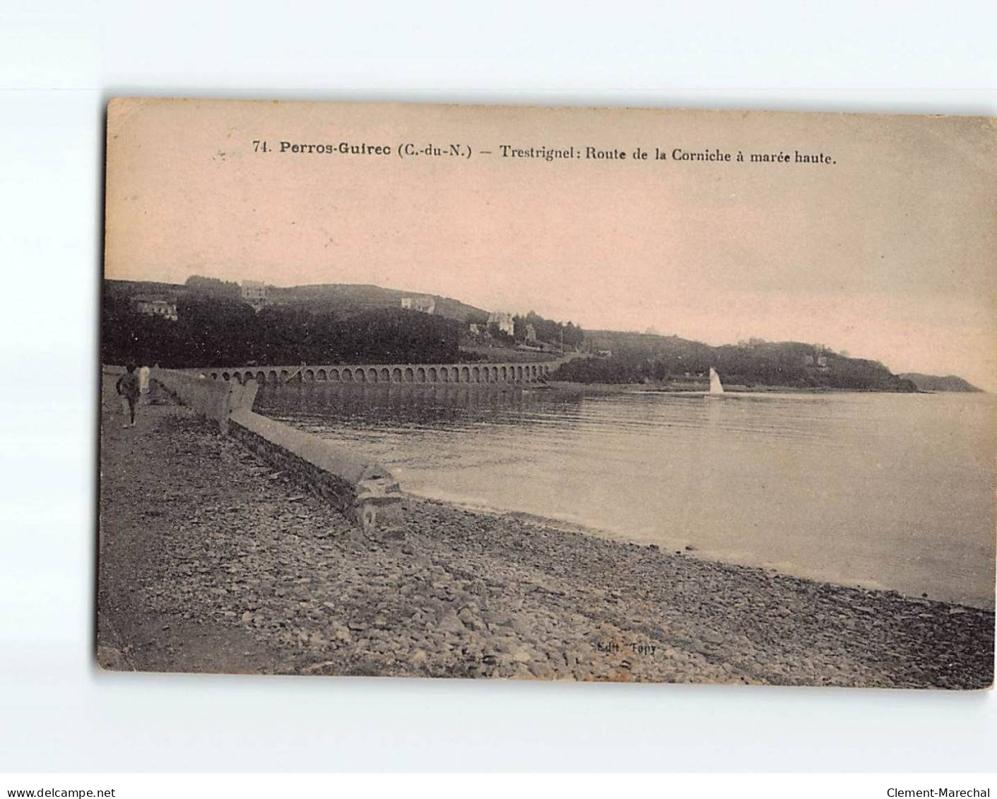 PERROS GUIREC : Trestrignel, Route De La Corniche à Marée Haute - état - Perros-Guirec