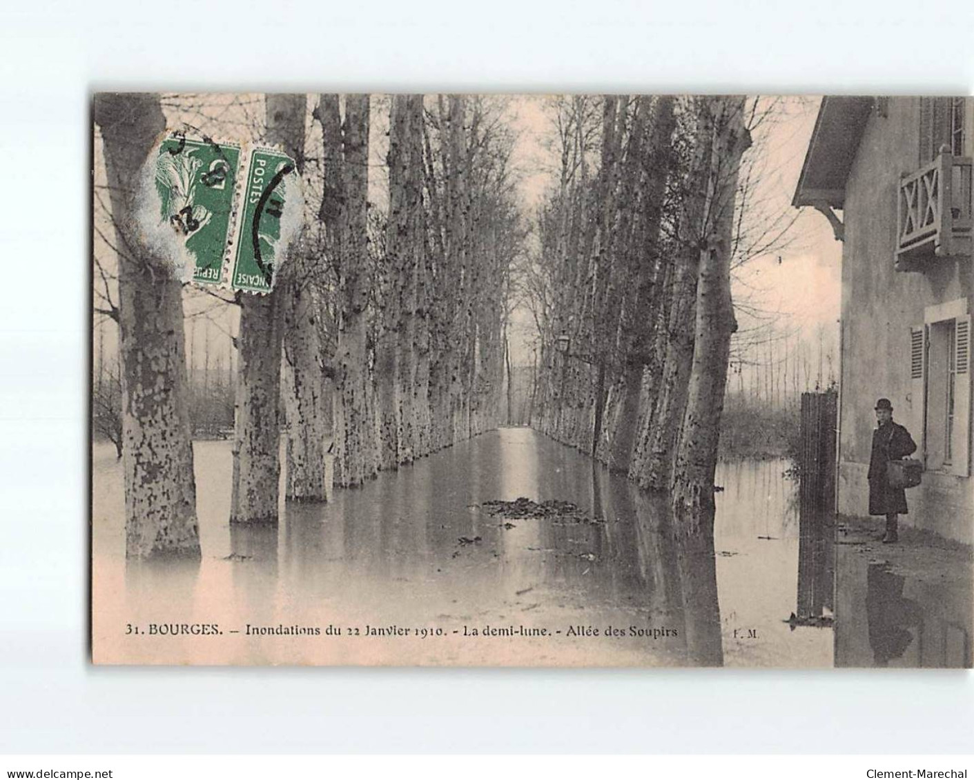 BOURGES : Inondations De 1910, La Demi-lune, Allée Des Soupirs - Très Bon état - Bourges