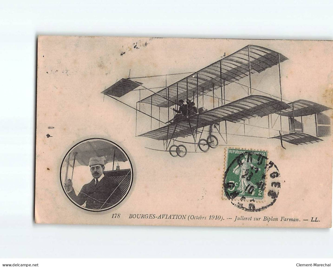 BOURGES : Aviation 1910, Jullerot Sur Biplan Farman - état - Bourges