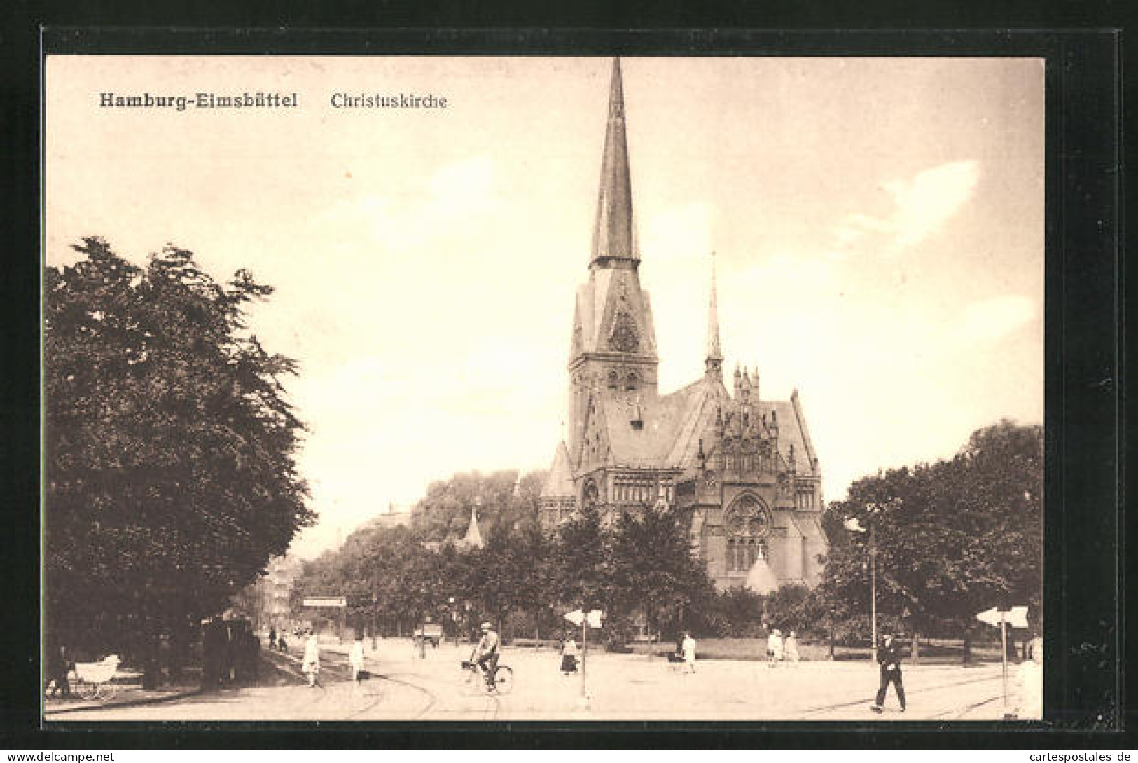 AK Hamburg-Eimsbüttel, Christuskirche Mit Radfahrer  - Eimsbuettel