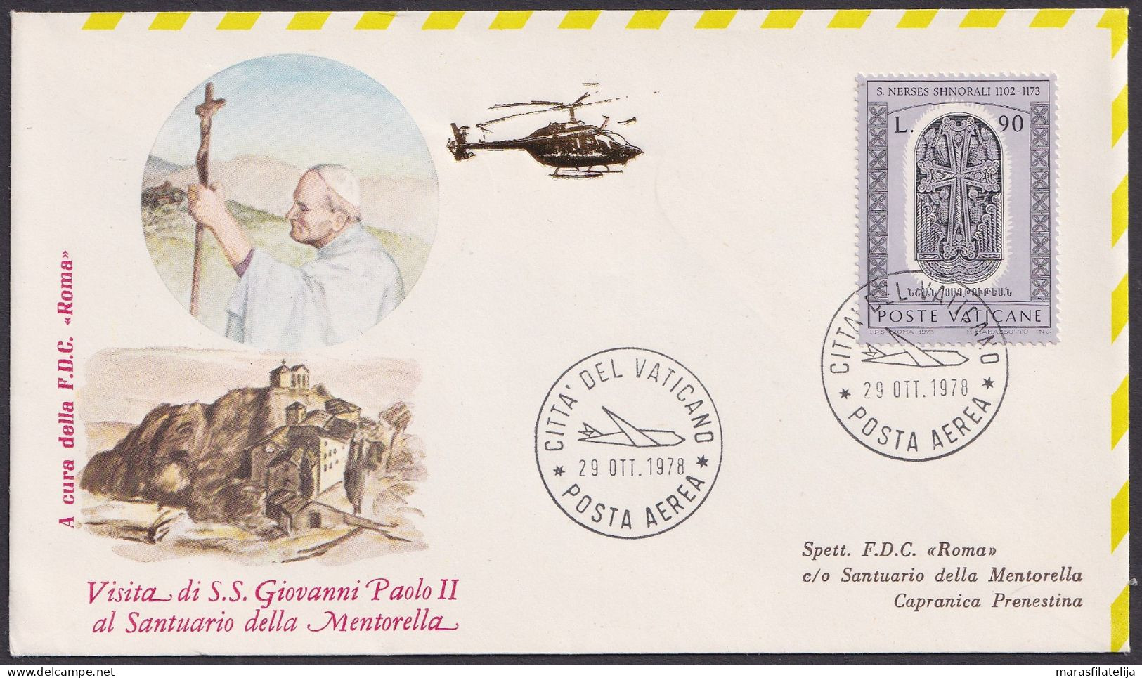 Vatican 1978, Pope Paul John II Visit Santuario Della Mentorella, Special Cover - Autres & Non Classés