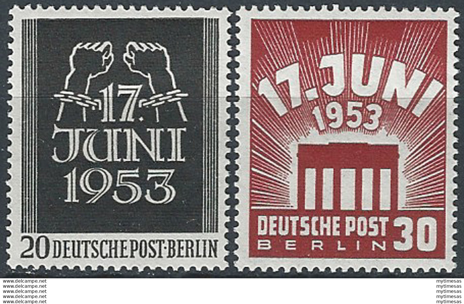 1953 Berlino Insurrezione 2v. MNH Unif N. 96/97 - Autres & Non Classés