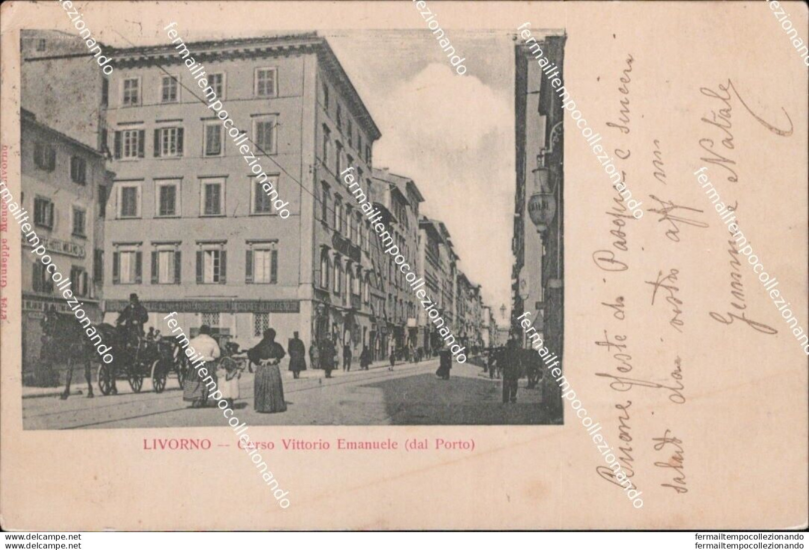 Af767 Cartolina Livorno Citta' Corso Vittorio Emanuele Inizio 900 Toscana - Livorno