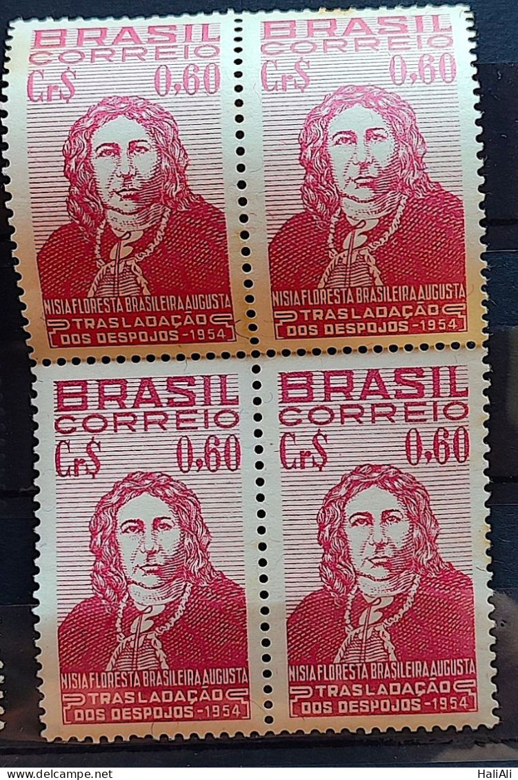 C 351 Brazil Stamp Nisia Floresta Mulher Education Law 1954 Block Of 4 - Ungebraucht