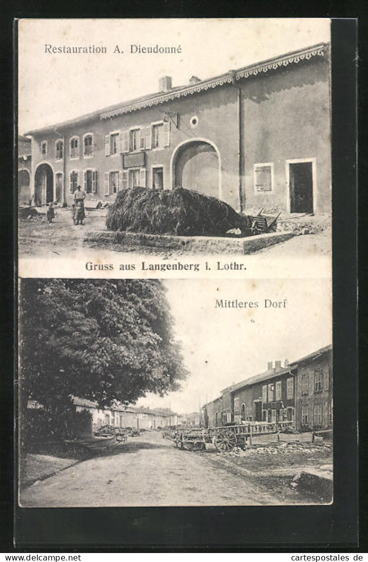 CPA Langenberg I. Lothr., Restaurant A. Dieudonné, Mittleres Dorf  - Sonstige & Ohne Zuordnung