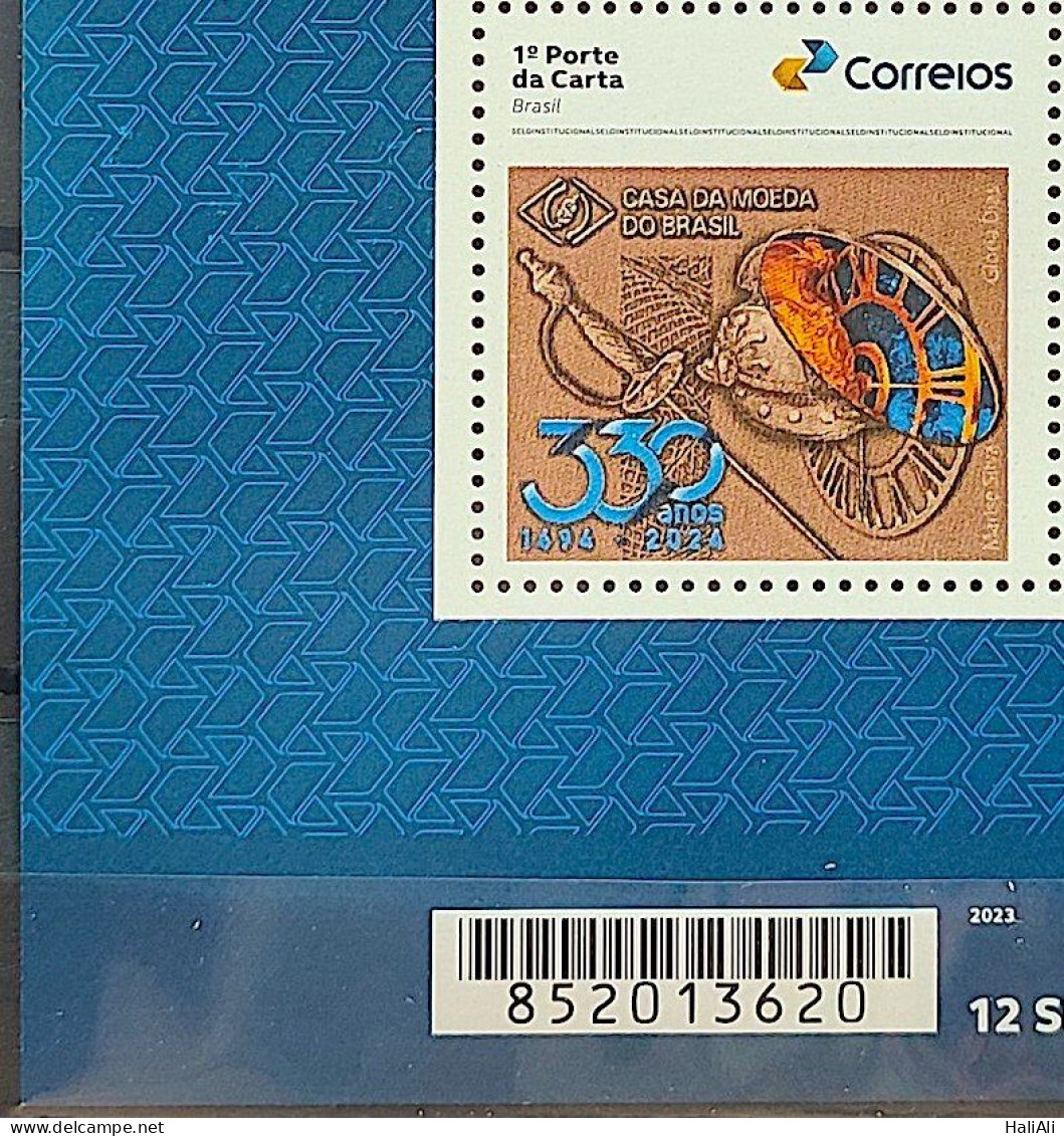 SI 18 Brazil Institutional Stamp Mint Helmet Sword Money Watch 2024 Bar Code - Personnalisés