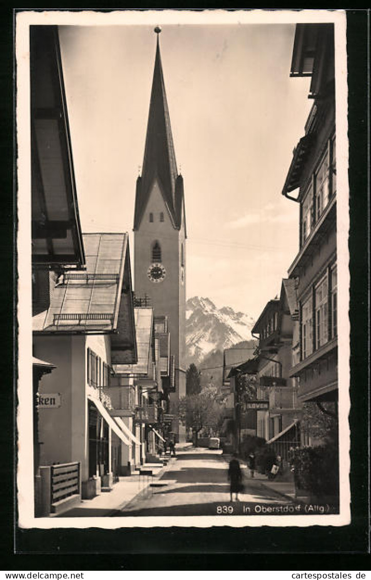 AK Oberstdorf I. Allgäu, Strassenpartie Mit Kirche  - Oberstdorf