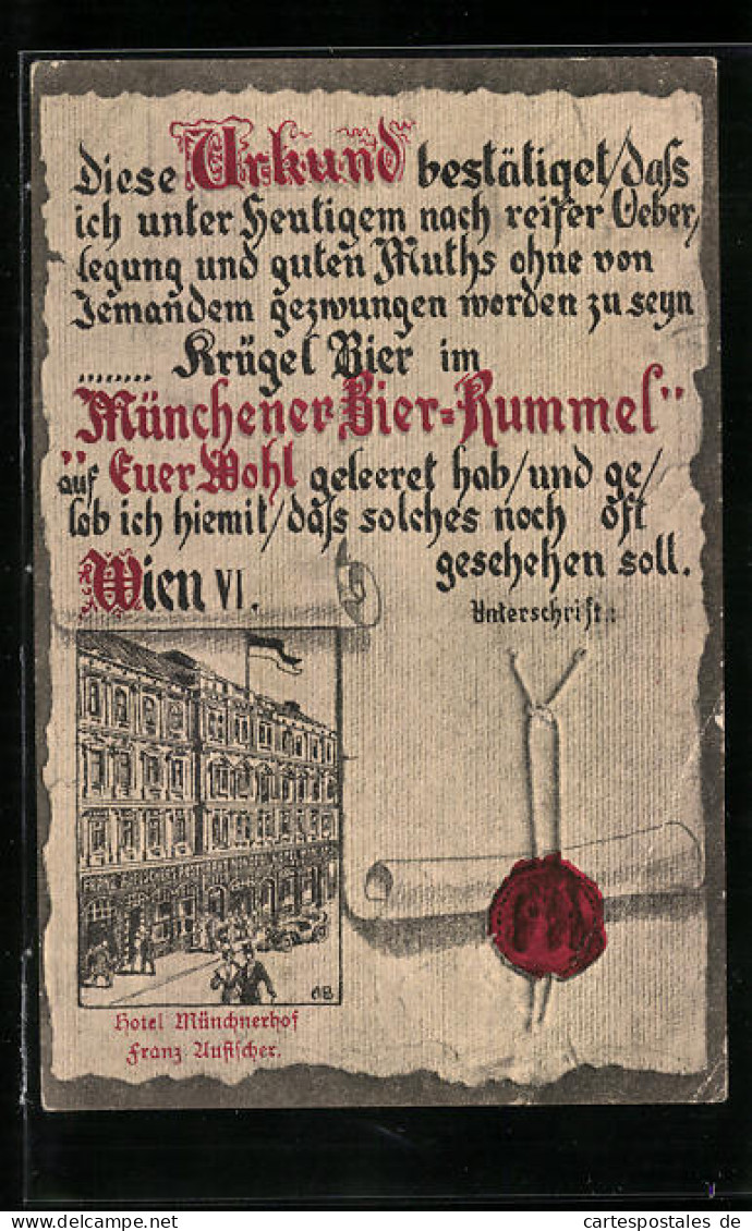 AK Wien, Hotel Münchnerhof, Inh.: Franz Aufischer  - Other & Unclassified