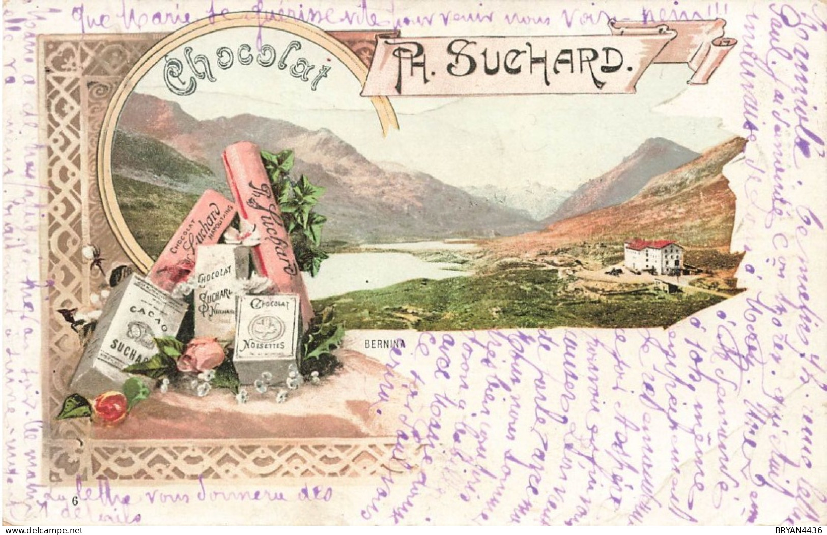 CHOCOLAT SUCHARD - BERNINA - CARTE PRECURSEUR Voyagée 1902 - Suchard