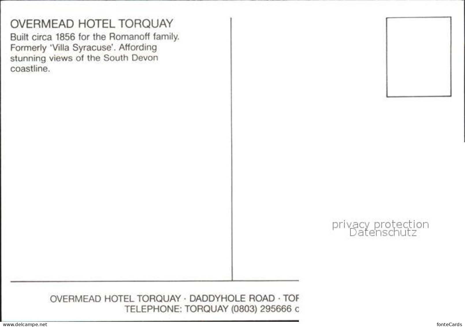 72534287 Torquay Torbay Overmead Hotel Zeichnung Torbay - Other & Unclassified