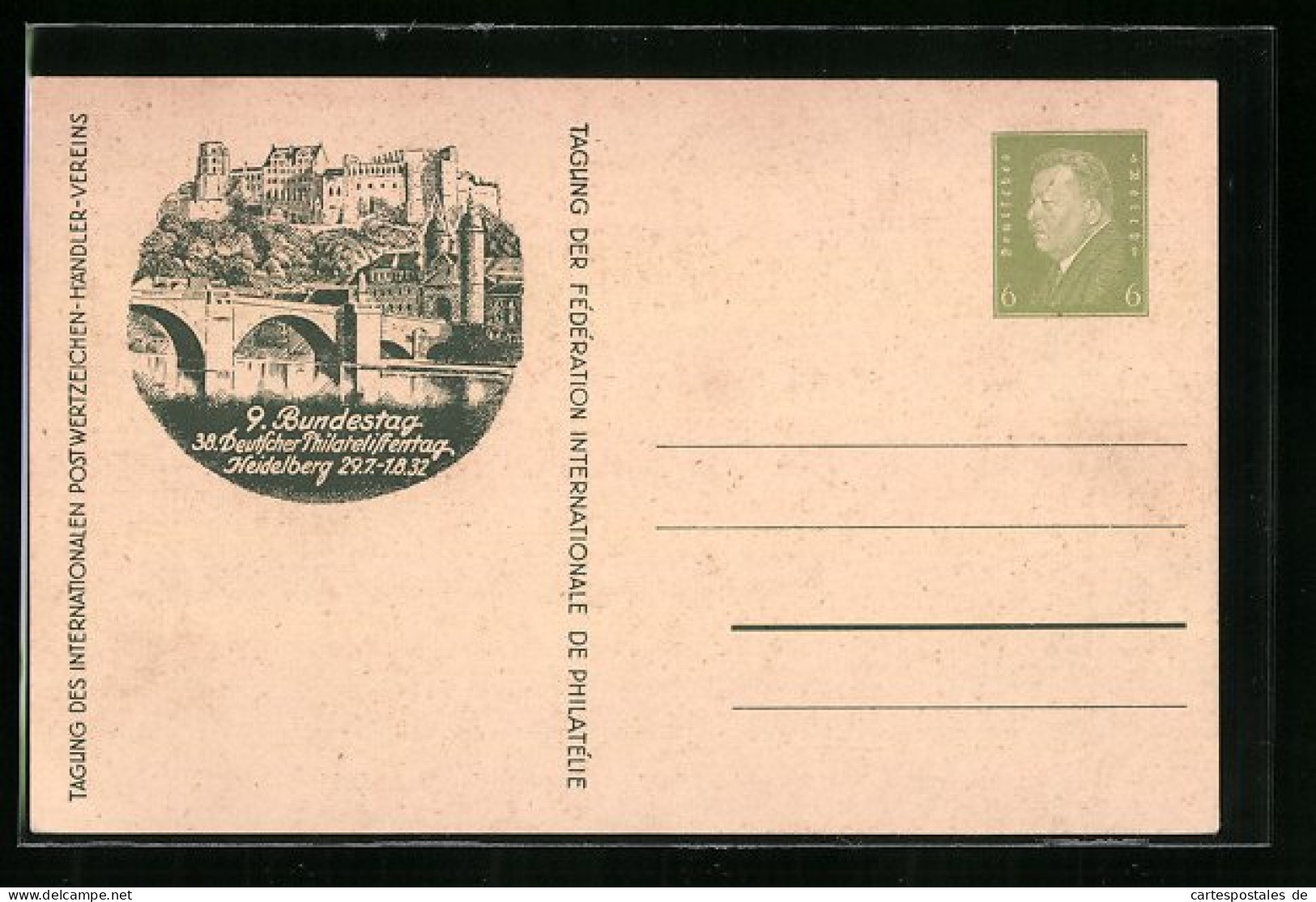 AK Ganzsache PP111C3 /01: Heidelberg, 9. Bundestag & 38. Deutscher Philatelistentag 1932, Schloss Und Brücke  - Stamps (pictures)