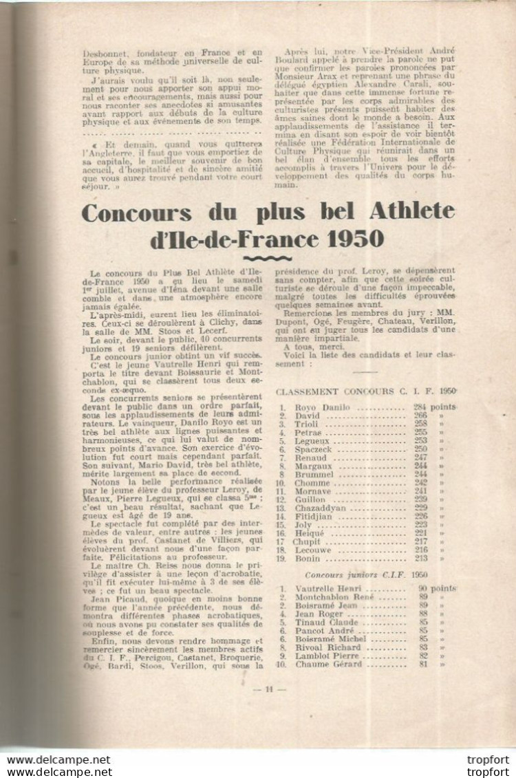 JU / Revue Ancienne La CULTURE PHYSIQUE 1950 Steve REEVES Monsieur UNIVERS Musculation Homme Torse Nu SPORT - Sport