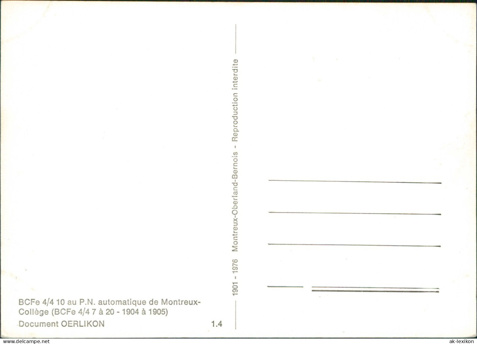 Ansichtskarte .Schweiz Document OERLIKON Eisenbahn Schweiz Switzerland 1976 - Andere & Zonder Classificatie