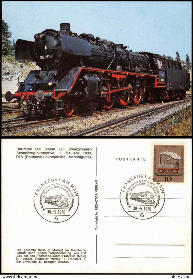 Zweizylinder-Schnellzuglokomotive, Dampflokomotive 1970   Mit Sonderstempel - Trains