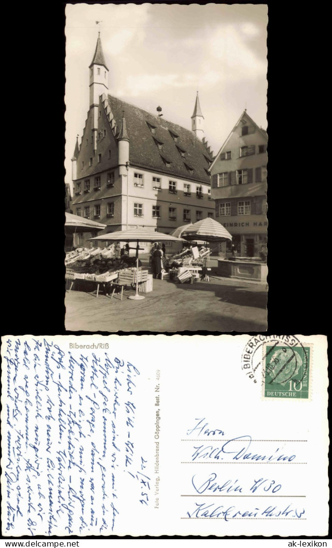 Ansichtskarte Biberach An Der Riß Straßenansicht Mit Markt-Ständen 1956 - Biberach