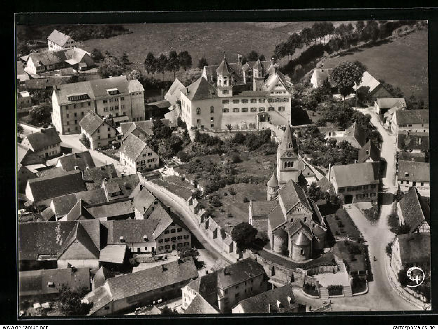 AK Brenz Krs. Heidenheim, Römische Basilika Und Renaiss. Schloss Mit Heimatmuseum Und Gemäldesammlung Vom Flugzeug A  - Heidenheim