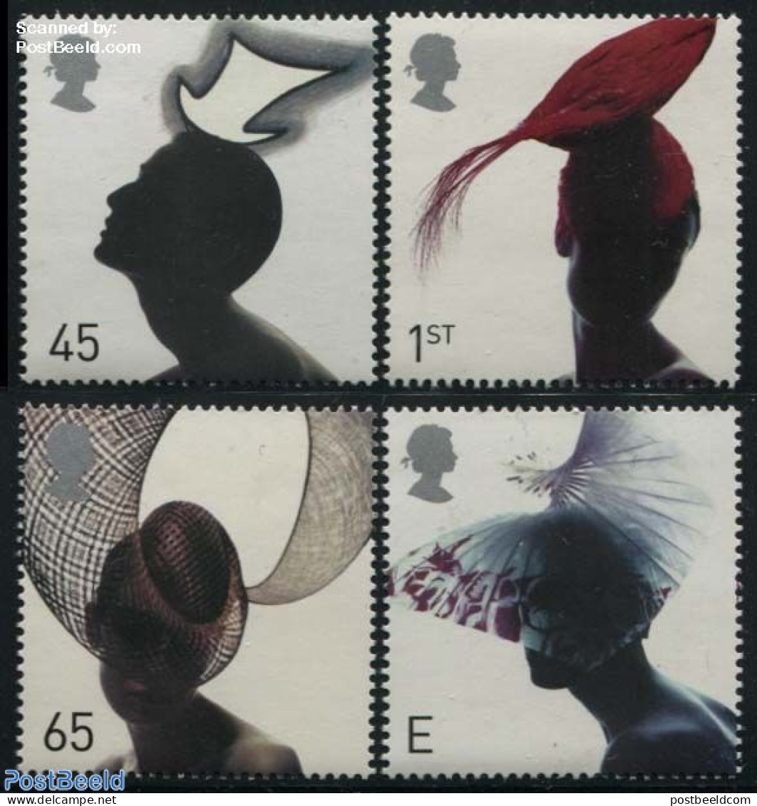 Great Britain 2001 Hats 4v, Mint NH, Art - Fashion - Unused Stamps