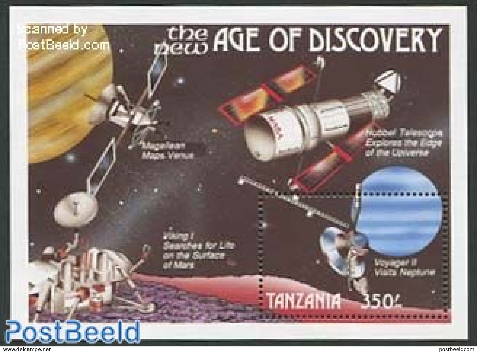 Tanzania 1990 Voyager II S/s, Mint NH, Transport - Space Exploration - Tanzanie (1964-...)