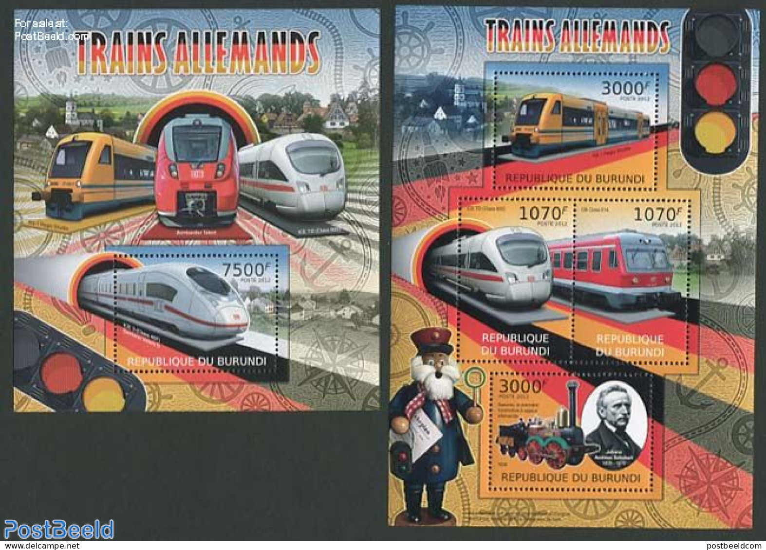 Burundi 2012 German Trains 2 S/s, Mint NH, Transport - Railways - Eisenbahnen