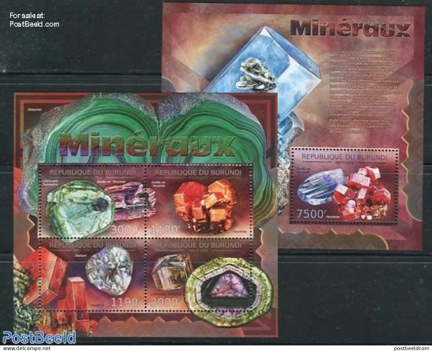 Burundi 2012 Minerals 2 S/s, Mint NH, History - Geology - Other & Unclassified