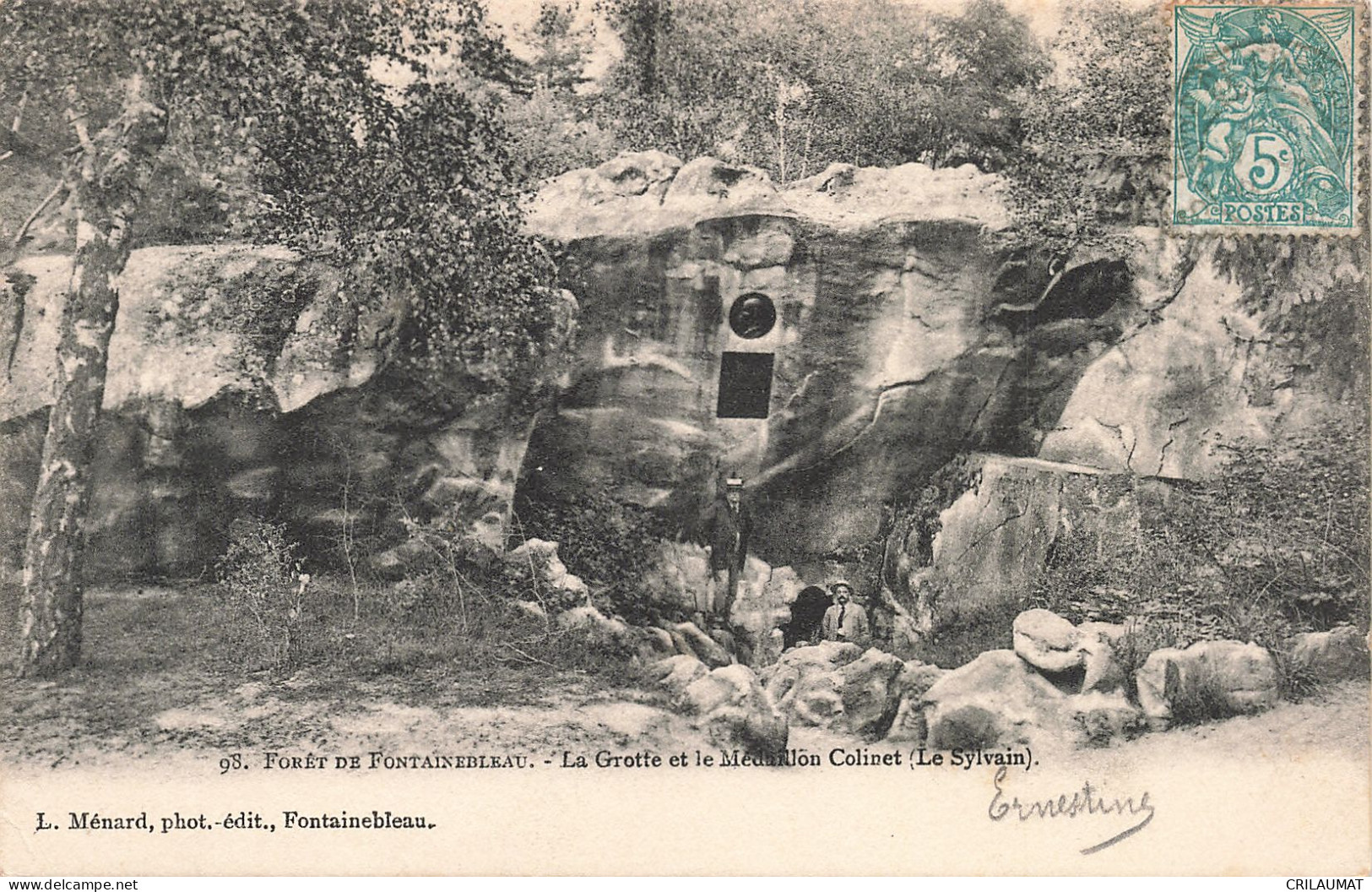 77-FONTAINEBLEAU LA FORET LA GROTTE ET LE MEDAILLON COLINET-N°T5277-E/0143 - Fontainebleau