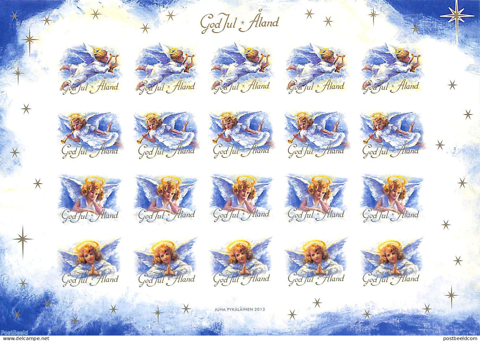 Aland 2013 Jol Seals M/s S-a (no Postal Value), Mint NH, Religion - Angels - Christmas - Christianisme