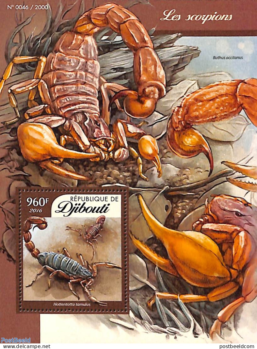Djibouti 2016 Scorpions S/s, Mint NH, Nature - Animals (others & Mixed) - Yibuti (1977-...)