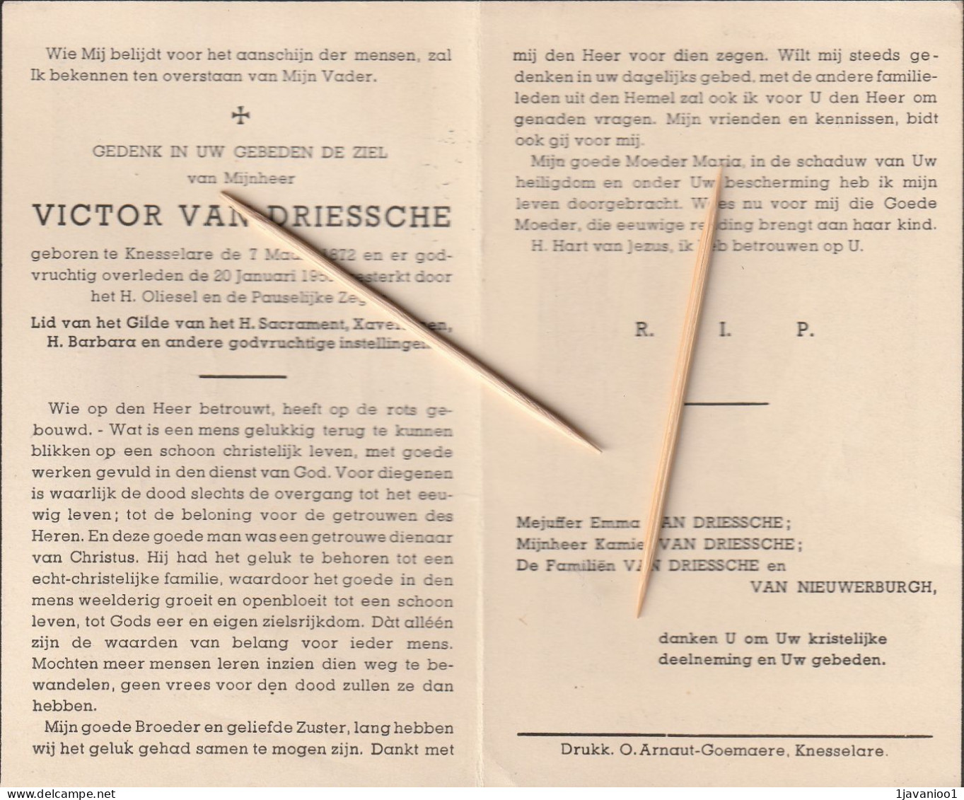 Knesselaere, Victor Van Driessche, - Images Religieuses