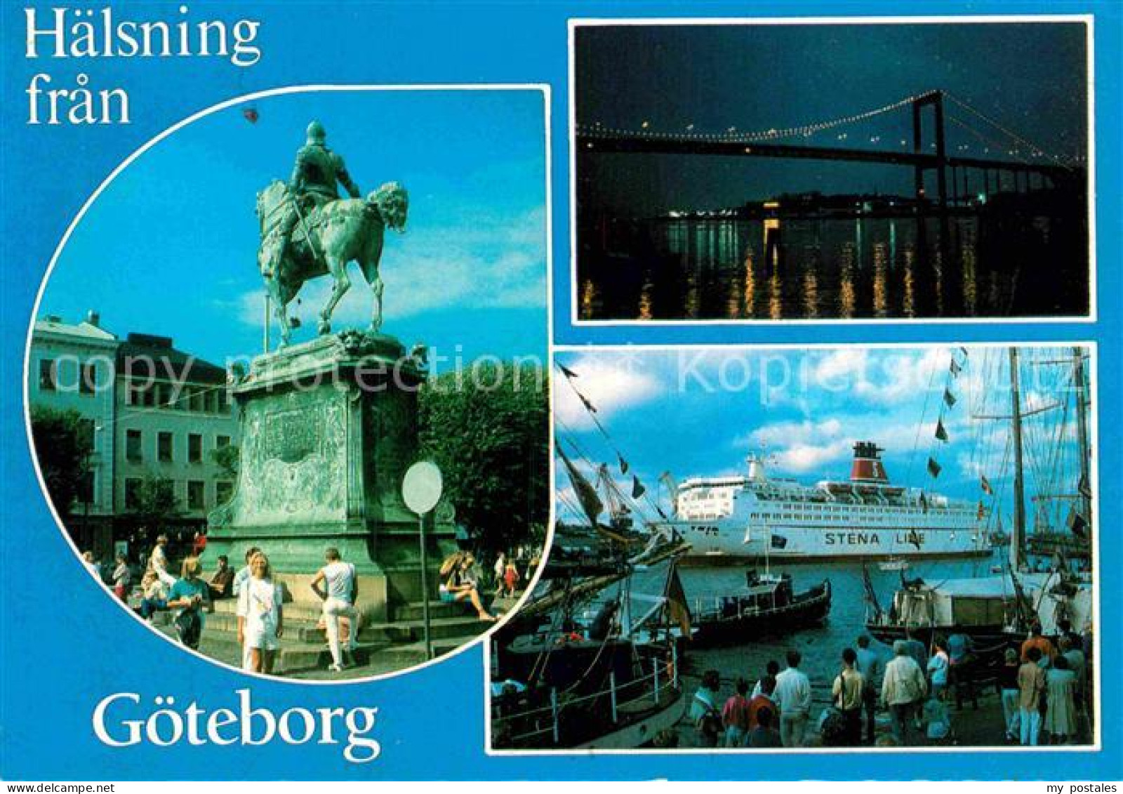 72850843 Goeteborg Denkmal Reiterstandbild Bruecke Faehre Hafen  - Suède