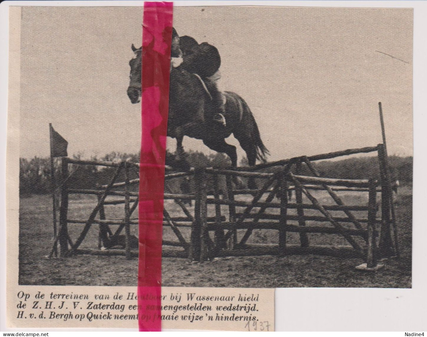 Wassenaar - Jumping Terrein Houtboer - Orig. Knipsel Coupure Tijdschrift Magazine - 1937 - Unclassified