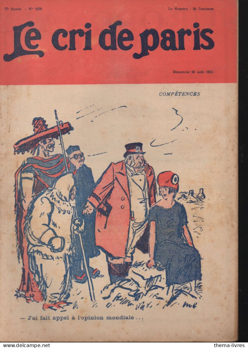 Revue   LE CRI DE PARIS  N° 1378 Aout 1923      (CAT4090 / 1378) - Humour