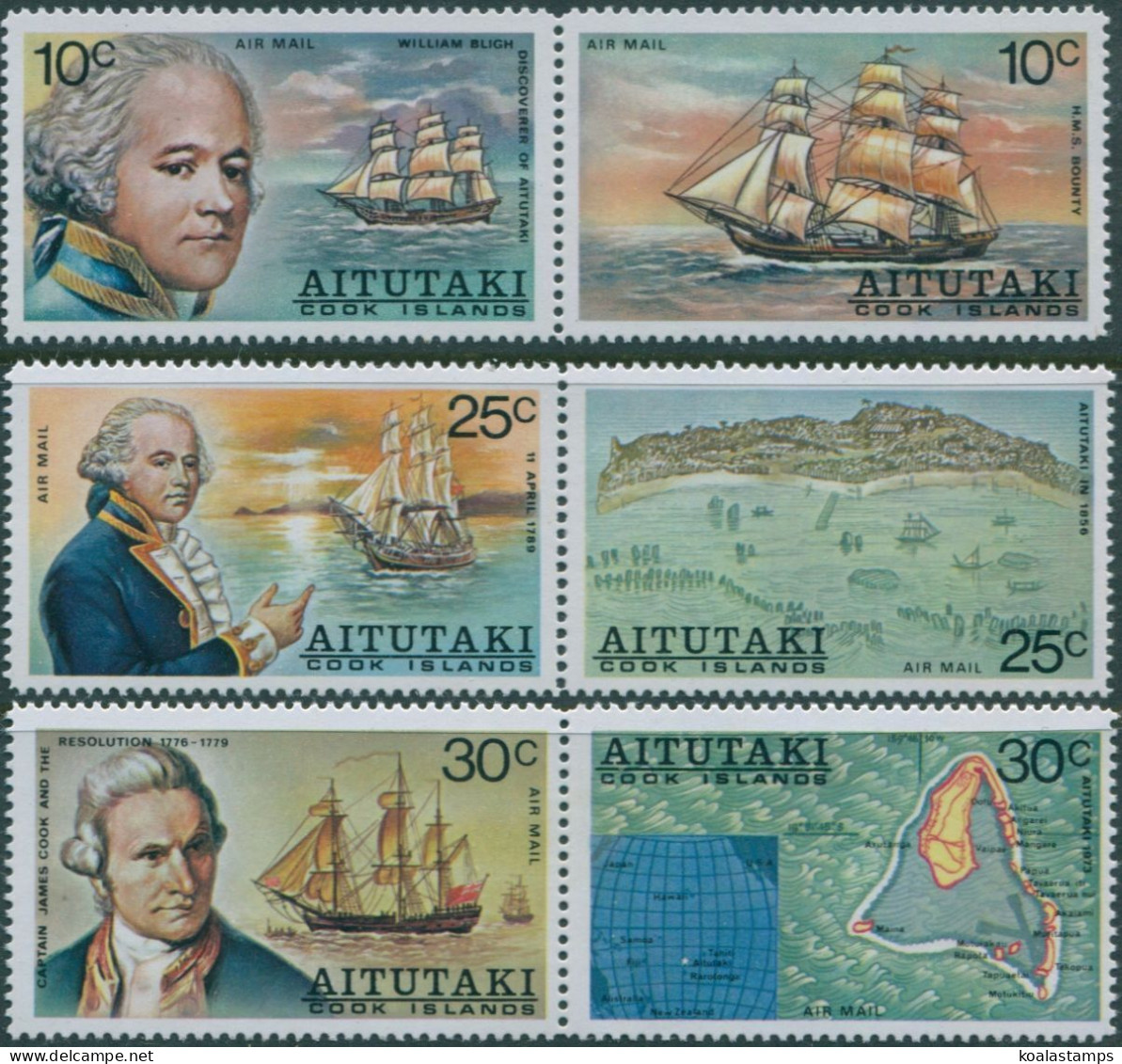 Aitutaki 1974 SG123-128 William Bligh Discovery Airmail Set MNH - Cook Islands