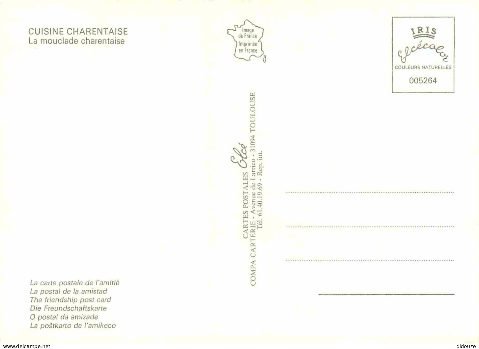 Recettes De Cuisine - Mouclade Charentaise - Gastronomie - CPM - Carte Neuve - Voir Scans Recto-Verso - Recepten (kook)