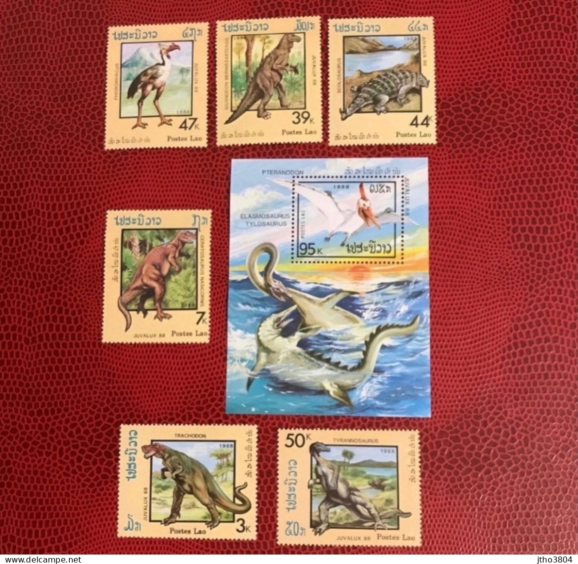 LAOS 1988 Bloc 1v Complete 6v Neuf MNH ** Mi 1075 / 1080 Bl 155 Reptil Reptile Rettile Schlange - Prehistorics