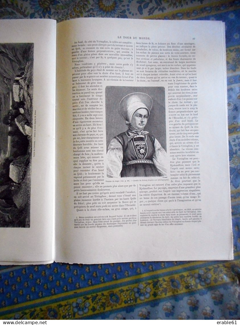 LE TOUR DU MONDE 1860 SCANDINAVE LAC FLATDAL BERGEN GUDVANGEN BAKKE STALHEIM VORINGFOSS HEIMDAL SOGN NOCE NORVEGE BANDAK