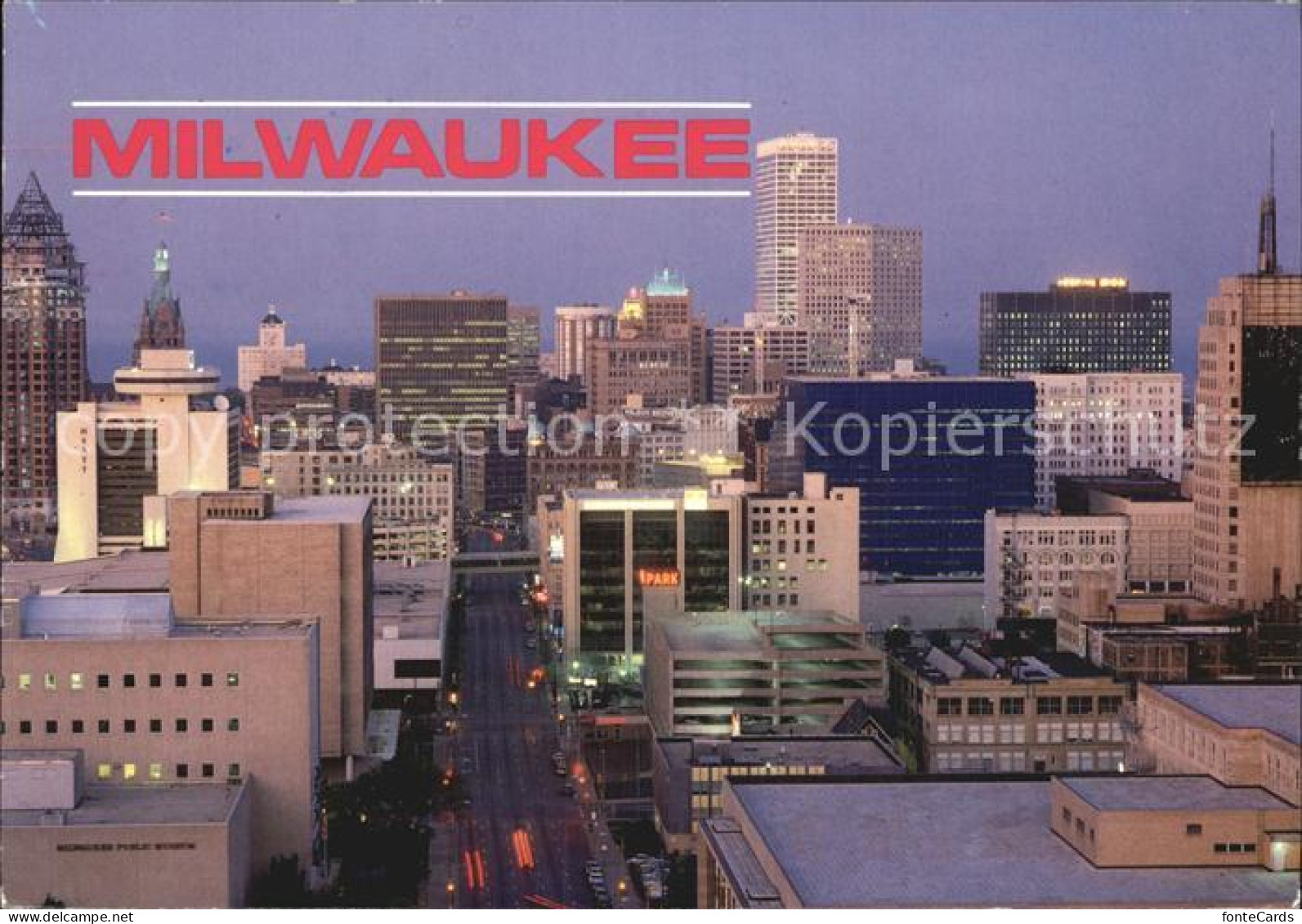 72444574 Milwaukee_Wisconsin Wells Street Downtown Skyscrapers By Night - Other & Unclassified