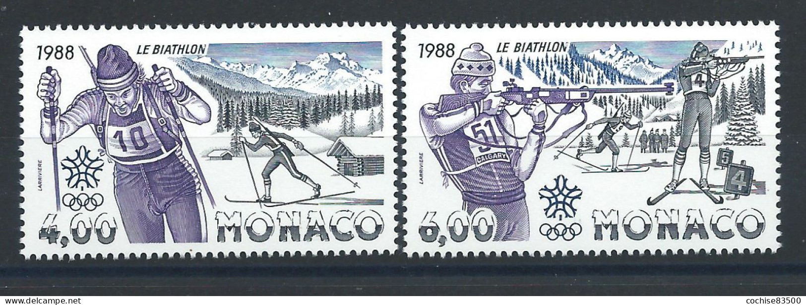 Monaco N°1621/22** (MNH) 1988 - J.O à Calgary - Nuovi