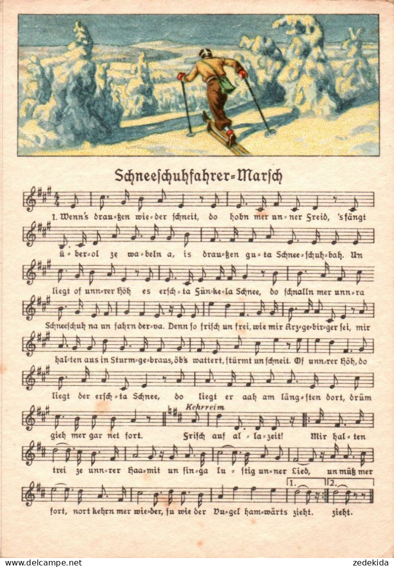 H2196 - Anton Günther Liedkarte - Schneeschuhfahrer Marsch .... Erzgebirgisches Volkslied - Erhard Neubert DDR - Música