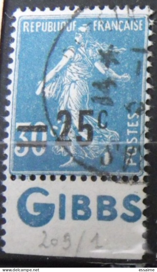 Timbre à Bande Publicitaire. Semeuse N° 217. 25/30 C. Pub Publicité Publicitaires Carnet. Gibbs. - Autres & Non Classés