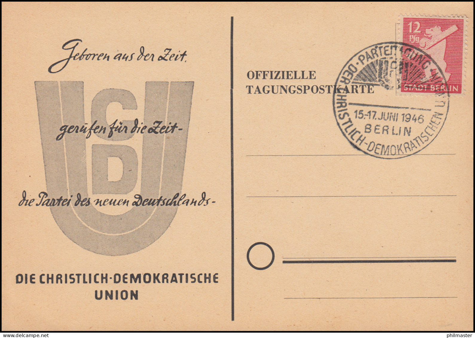 Parteitag Der Christlich Demokratischen Union (CDU) SSt BERLIN 15.-17.6.1946 - Otros & Sin Clasificación