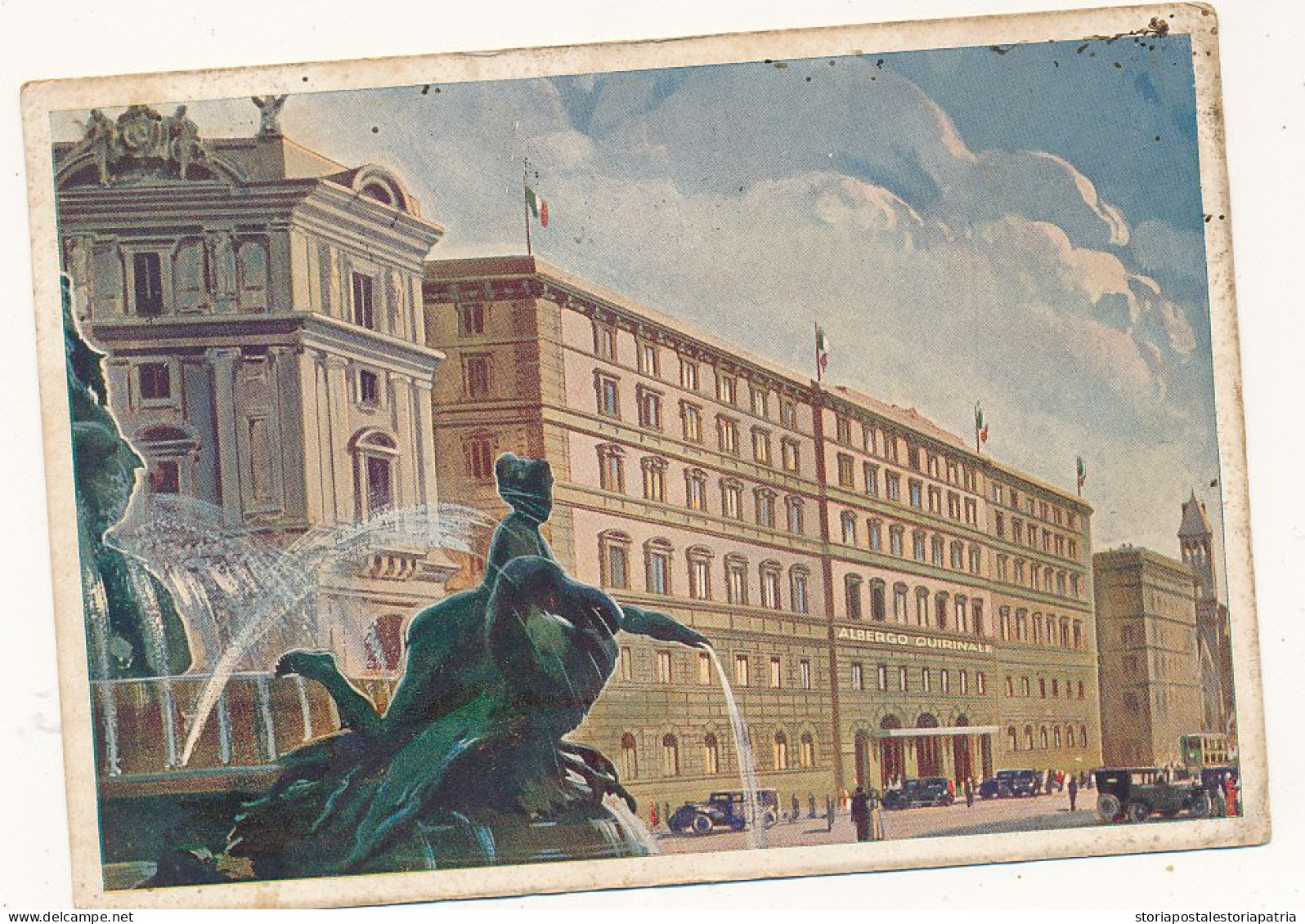 1934 MONDIALI DI CALCIO CARTOLINA ROMA ALBERGO QUIRINALE CON 0,20 CENT ARANCIO - Marcophilie