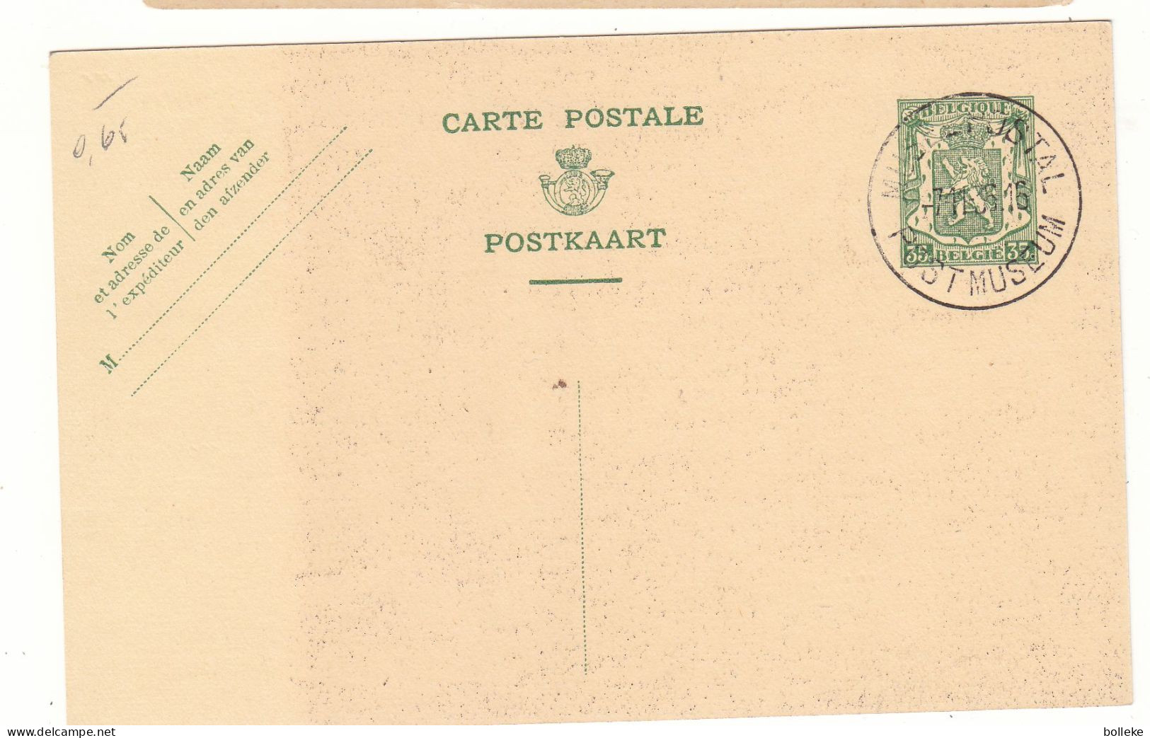 Belgique - Carte Postale De 1936 - Entier Postal - Oblit Musée Postal - - Brieven En Documenten