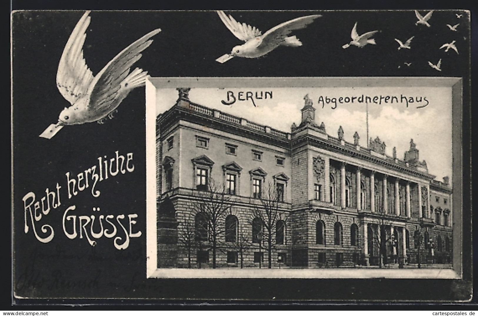 AK Berlin, Abgeordnetenhaus, Weisse Brieftauben, Passepartout, Prinz-Albrecht-Strasse  - Mitte