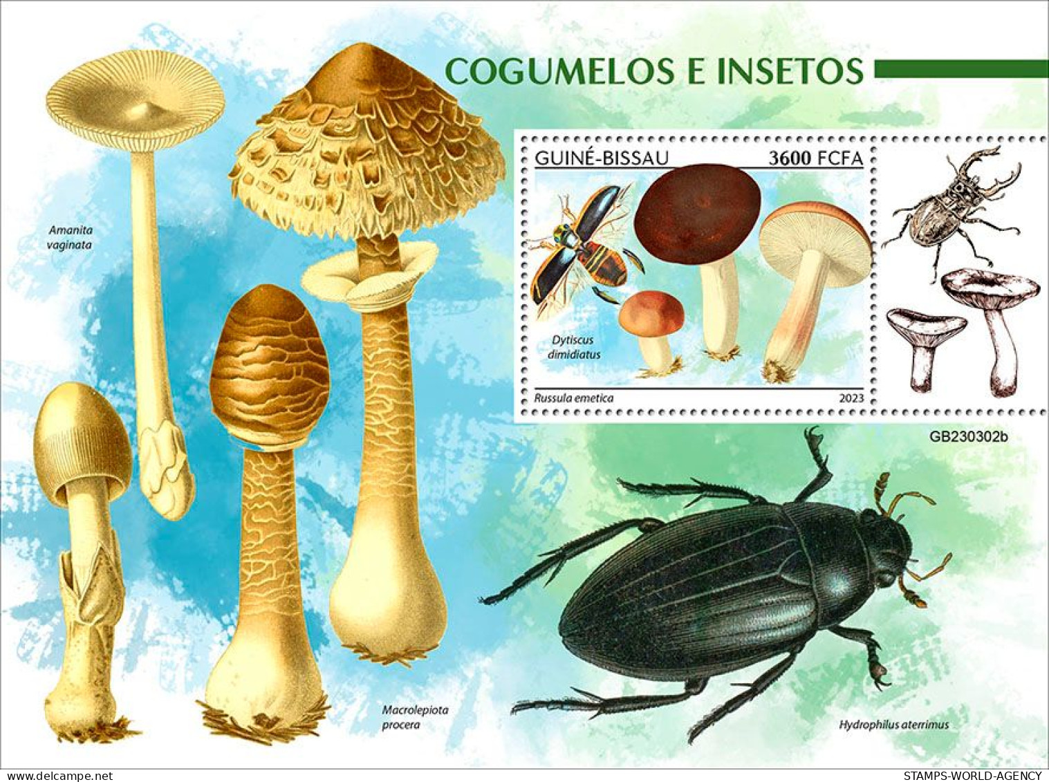 2024-04 - CENTRAL AFRICAN - MUSHROOMS & INSECTS                  1V  MNH** - Mushrooms