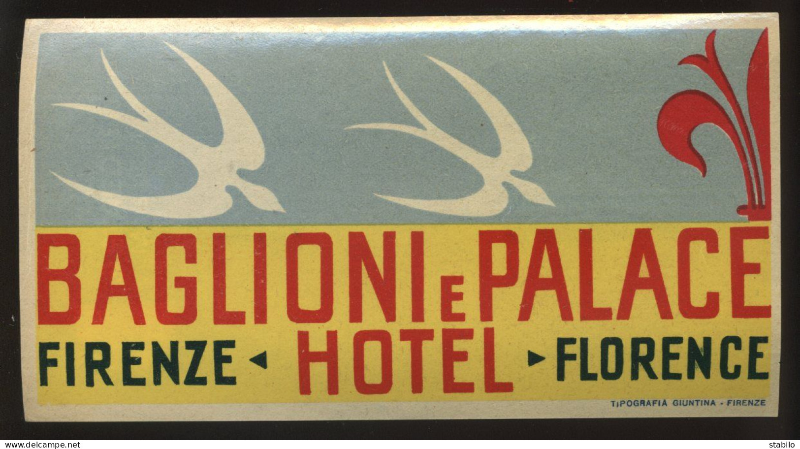 ETIQUETTE D'HOTEL - ITALIE - FIRENZE - BAGLIONI E PALACE HOTEL - Advertising